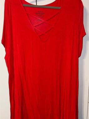 torrid Red Super Soft Crisscross V-Neck Short Sleeve Tee